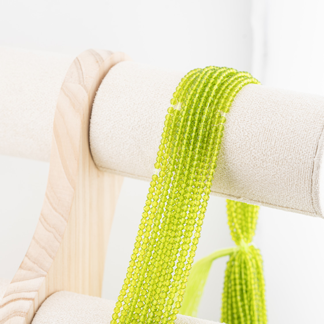 Perline Di Cristalli Rondelle Sfaccettate 3,5x2,5mm 10 FILI Su Filo Di Cotone Pronti all'uso Verde Fluo Trasparente-RONDELLE 3,5x2,5mm | Worldofjewel.com