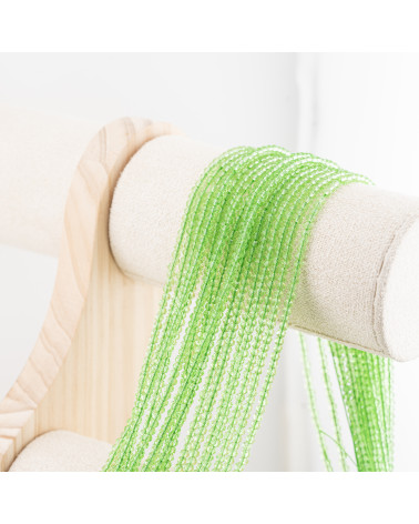 Perline Di Cristalli Rondelle Sfaccettate 3,5x2,5mm 10 FILI Su Filo Di Cotone Pronti all'uso Verde Foglia Trasparente-RONDELLE 3,5x2,5mm | Worldofjewel.com