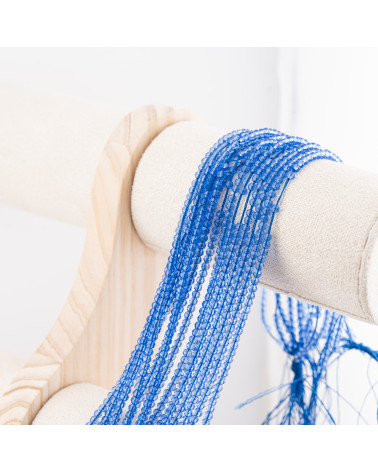 Perline Di Cristalli Rondelle Sfaccettate 3x2mm 10 FILI Su Filo Di Cotone Pronti all'uso Ciano Scuro Trasparente-RONDELLE 3x2mm | Worldofjewel.com