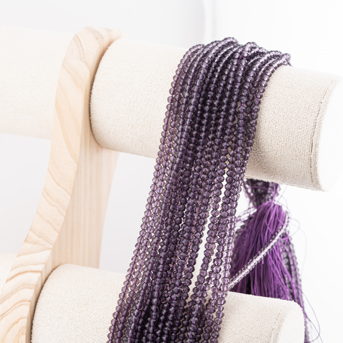 Perline Di Cristalli Rondelle Sfaccettate 3,5x2,5mm 10 FILI Su Filo Di Cotone Pronti all'uso Viola Trasparente-RONDELLE 3,5x2,5mm | Worldofjewel.com