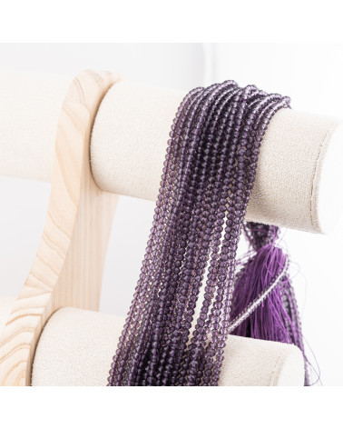 Perline Di Cristalli Rondelle Sfaccettate 3,5x2,5mm 10 FILI Su Filo Di Cotone Pronti all'uso Viola Trasparente-RONDELLE 3,5x2,5mm | Worldofjewel.com