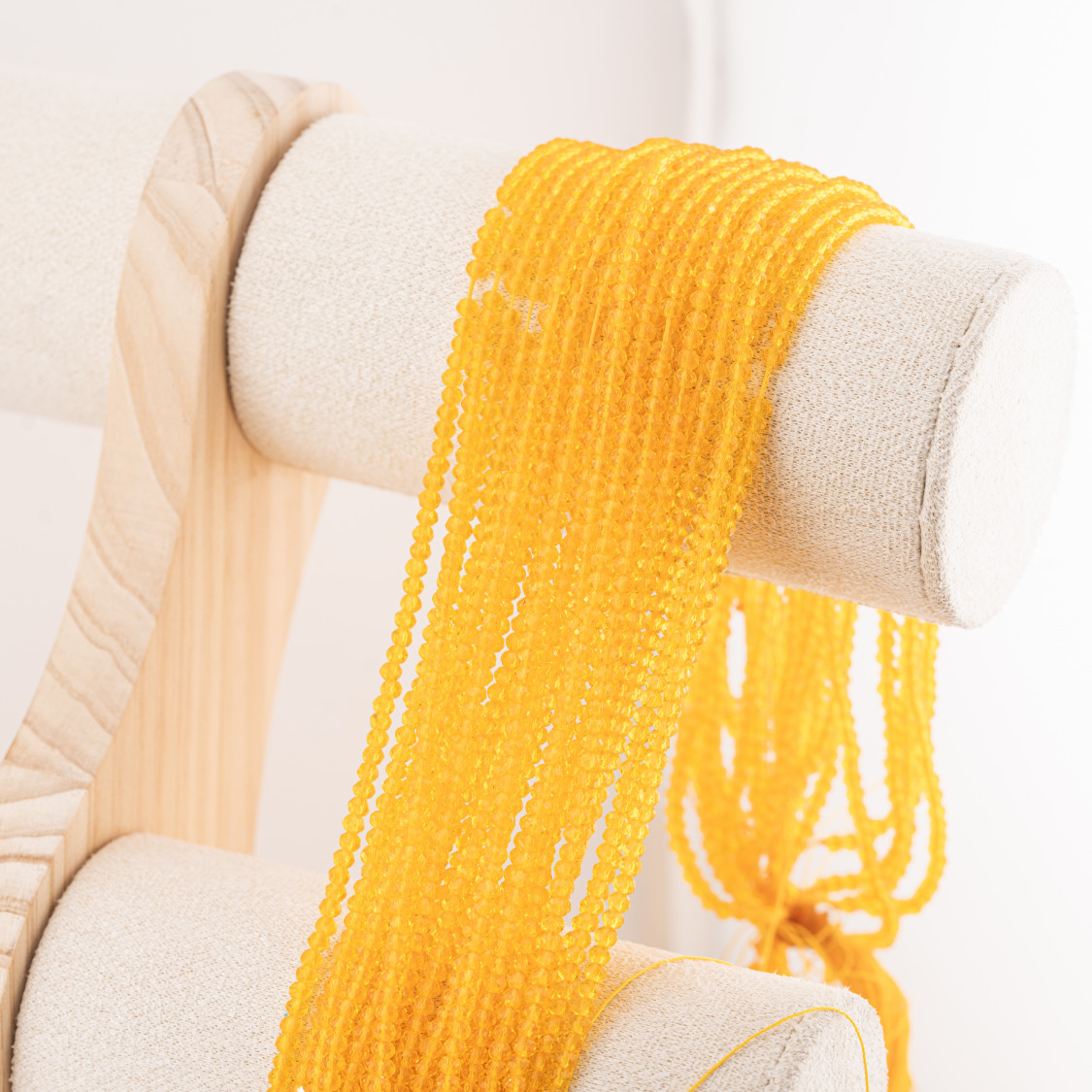 Perline Di Cristalli Rondelle Sfaccettate 3,5x2,5mm 10 FILI Su Filo Di Cotone Pronti all'uso Giallo Trasparente-RONDELLE 3,5x2,5mm | Worldofjewel.com