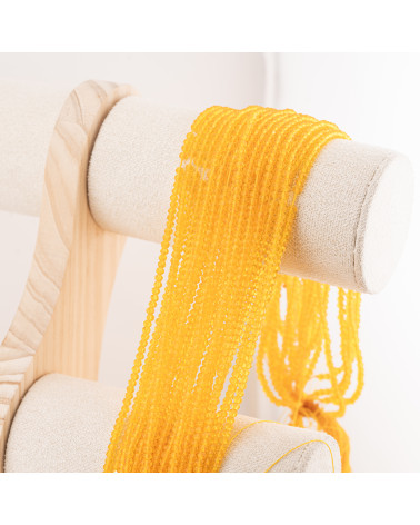 Perline Di Cristalli Rondelle Sfaccettate 3,5x2,5mm 10 FILI Su Filo Di Cotone Pronti all'uso Giallo Trasparente-RONDELLE 3,5x2,5mm | Worldofjewel.com