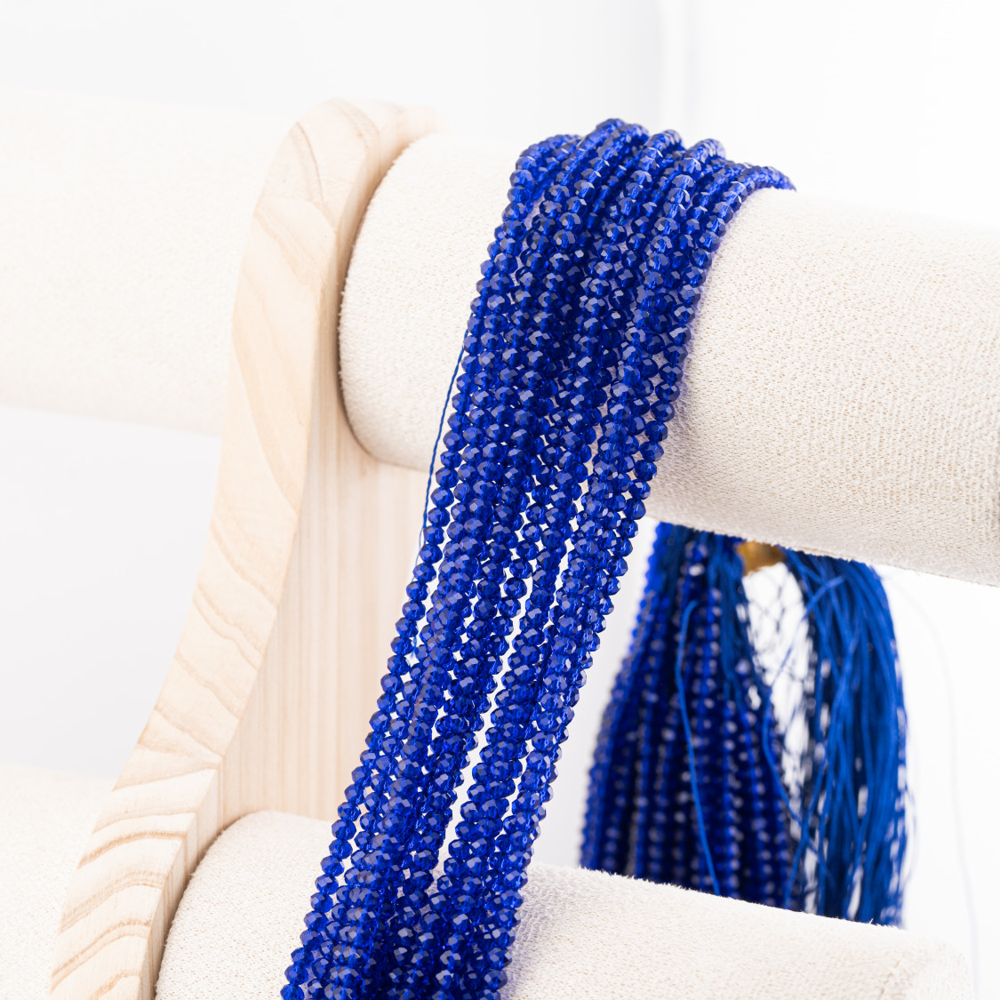 Perline Di Cristalli Rondelle Sfaccettate 3,5x2,5mm 10 FILI Su Filo Di Cotone Pronti all'uso Blu Scuro Trasparente-RONDELLE 3,5x2,5mm | Worldofjewel.com