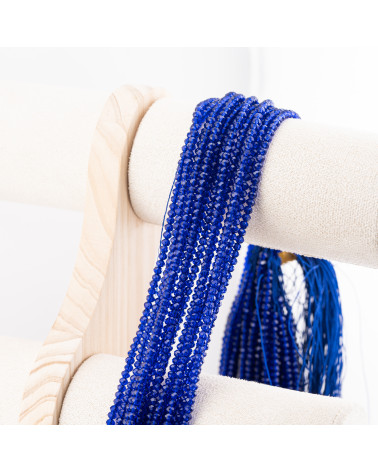 Perline Di Cristalli Rondelle Sfaccettate 3,5x2,5mm 10 FILI Su Filo Di Cotone Pronti all'uso Blu Scuro Trasparente-RONDELLE 3,5x2,5mm | Worldofjewel.com