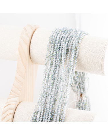 Perline Di Cristalli Rondelle Sfaccettate 3,5x2,5mm 10 FILI Su Filo Di Cotone Pronti all'uso Bianco Splendente-RONDELLE 3,5x2,5mm | Worldofjewel.com