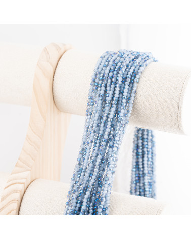 Perline Di Cristalli Rondelle Sfaccettate 3,5x2,5mm 10 FILI Su Filo Di Cotone Pronti all'uso Ciano Splendente-RONDELLE 3,5x2,5mm | Worldofjewel.com