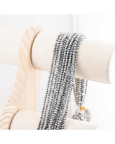 Perline Di Cristalli Rondelle Sfaccettate 3,5x2,5mm 10 FILI Su Filo Di Cotone Pronti all'uso Grigio Scuro Splendente-RONDELLE 3,5x2,5mm | Worldofjewel.com