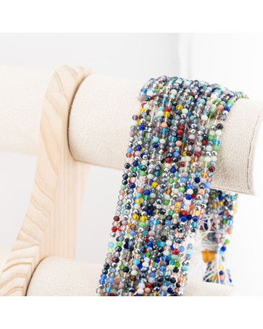 Perline Di Cristalli Rondelle Sfaccettate 3,5x2,5mm 10 FILI Su Filo Di Cotone Pronti all'uso Multicolor Splendente-RONDELLE 3,5x2,5mm | Worldofjewel.com