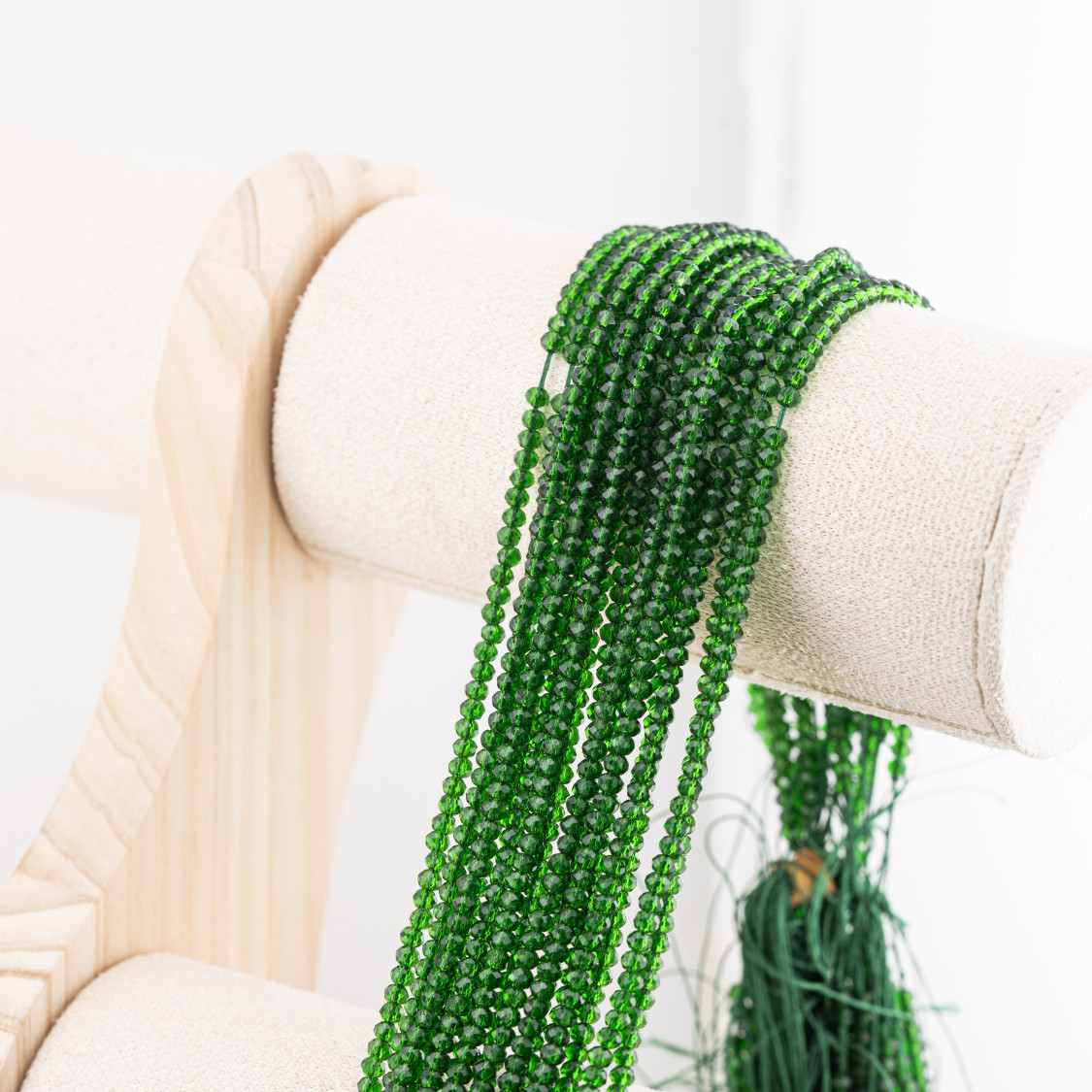 Perline Di Cristalli Rondelle Sfaccettate 3,5x2,5mm 10 FILI Su Filo Di Cotone Pronti all'uso Verde Scuro Trasparente-RONDELLE 3,5x2,5mm | Worldofjewel.com