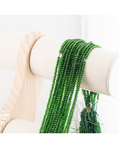 Perline Di Cristalli Rondelle Sfaccettate 3,5x2,5mm 10 FILI Su Filo Di Cotone Pronti all'uso Verde Scuro Trasparente-RONDELLE 3,5x2,5mm | Worldofjewel.com