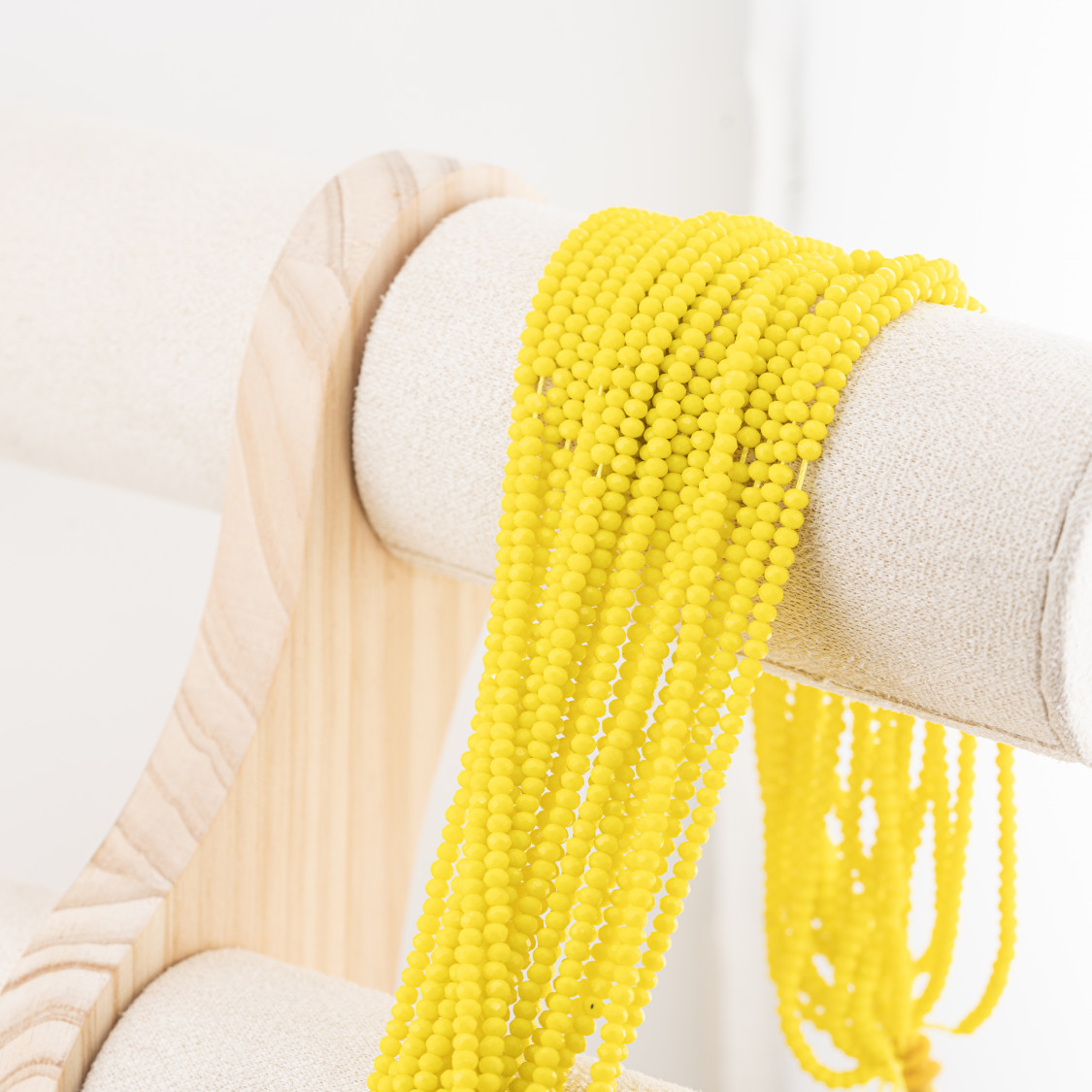 Perline Di Cristalli Rondelle Sfaccettate 3,5x2,5mm 10 FILI Su Filo Di Cotone Pronti all'uso Giallo-RONDELLE 3,5x2,5mm | Worldofjewel.com