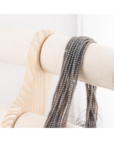 Perline Di Cristalli Rondelle Sfaccettate 3,5x2,5mm 10 FILI Su Filo Di Cotone Pronti all'uso Grigio Fumé Trasparente-RONDELLE 3,5x2,5mm | Worldofjewel.com