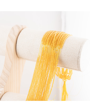 Perline Di Cristalli Rondelle Sfaccettate 3,5x2,5mm 10 FILI Su Filo Di Cotone Pronti all'uso Giallo Caldo Trasparente-RONDELLE 3,5x2,5mm | Worldofjewel.com