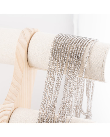 Perline Di Cristalli Rondelle Sfaccettate 3x2mm 10 FILI Su Filo Di Cotone Pronti all'uso Grigio Fumé Trasparente-RONDELLE 3x2mm | Worldofjewel.com