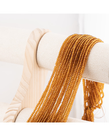 Perline Di Cristalli Rondelle Sfaccettate 3x2mm 10 FILI Su Filo Di Cotone Pronti all'uso Ambra Trasparente-RONDELLE 3x2mm | Worldofjewel.com