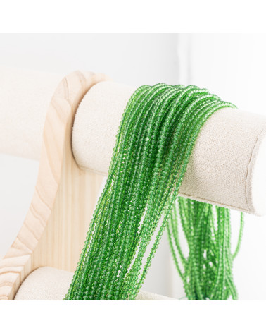 Perline Di Cristalli Rondelle Sfaccettate 3x2mm 10 FILI Su Filo Di Cotone Pronti all'uso Verde Foglia Trasparente-RONDELLE 3x2mm | Worldofjewel.com