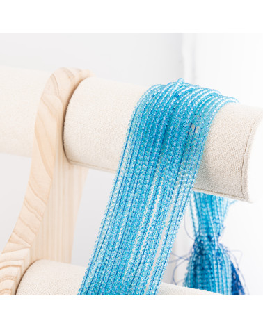 Perline Di Cristalli Rondelle Sfaccettate 3x2mm 10 FILI Su Filo Di Cotone Pronti all'uso Azzurro Trasparente-RONDELLE 3x2mm | Worldofjewel.com