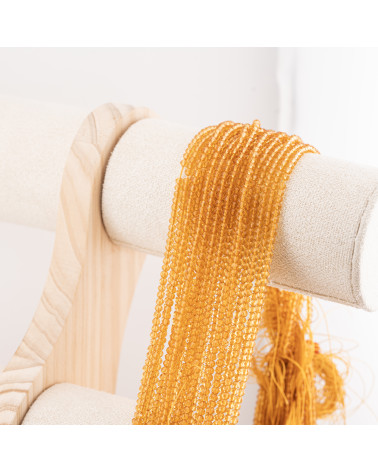 Perline Di Cristalli Rondelle Sfaccettate 3x2mm 10 FILI Su Filo Di Cotone Pronti all'uso Giallo Caldo Trasparente-RONDELLE 3x2mm | Worldofjewel.com