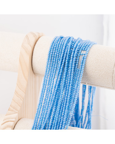 Perline Di Cristalli Rondelle Sfaccettate 3x2mm 10 FILI Su Filo Di Cotone Pronti all'uso Celeste Opalescente-RONDELLE 3x2mm | Worldofjewel.com