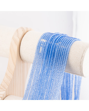 Perline Di Cristalli Rondelle Sfaccettate 3x2mm 10 FILI Su Filo Di Cotone Pronti all'uso Ciano Trasparente-RONDELLE 3x2mm | Worldofjewel.com