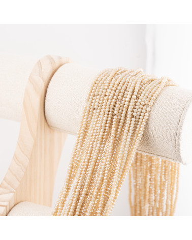 Perline Di Cristalli Rondelle Sfaccettate 3x2mm 10 FILI Su Filo Di Cotone Pronti all'uso Beige Dorato-RONDELLE 3x2mm | Worldofjewel.com