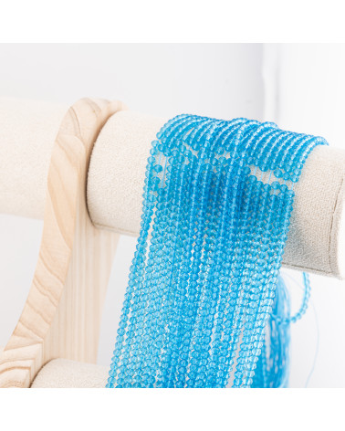 Perline Di Cristalli Rondelle Sfaccettate 3x2mm 10 FILI Su Filo Di Cotone Pronti all'uso Celeste Trasparente-RONDELLE 3x2mm | Worldofjewel.com