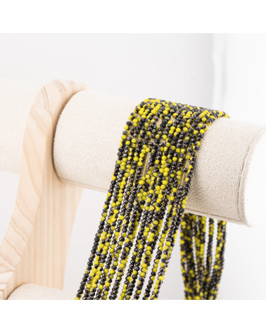 Perline Di Cristalli Rondelle Sfaccettate 3x2mm 10 FILI Su Filo Di Cotone Pronti all'uso Giallo e Nero-RONDELLE 3x2mm | Worldofjewel.com