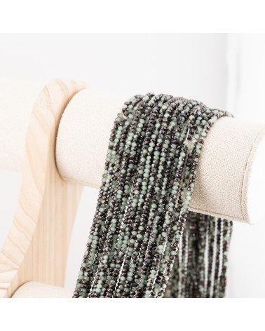 Perline Di Cristalli Rondelle Sfaccettate 3x2mm 10 FILI Su Filo Di Cotone Pronti all'uso Nero e Menta-RONDELLE 3x2mm | Worldofjewel.com