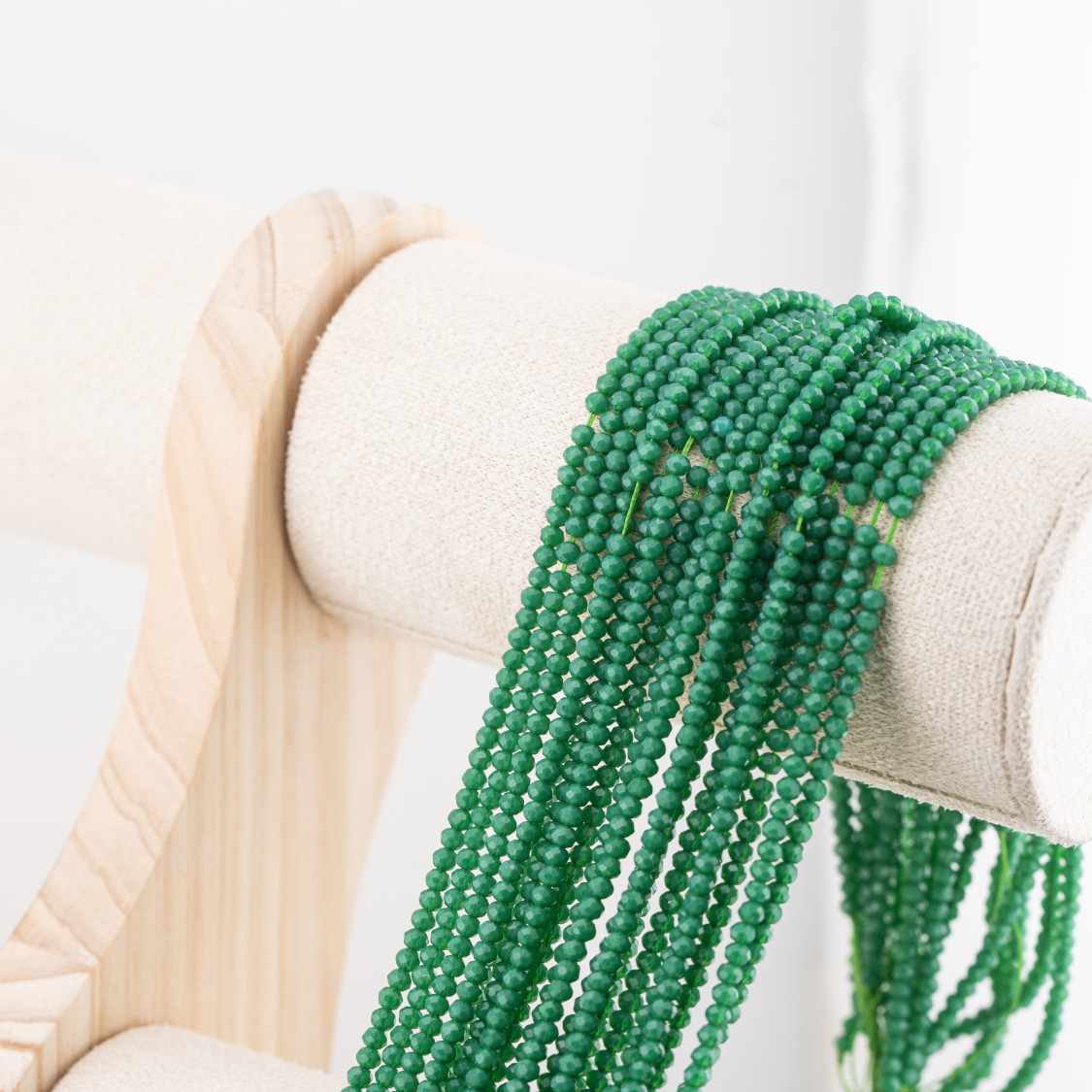 Perline Di Cristalli Rondelle Sfaccettate 3x2mm 10 FILI Su Filo Di Cotone Pronti all'uso Verde Foresta-RONDELLE 3x2mm | Worldofjewel.com