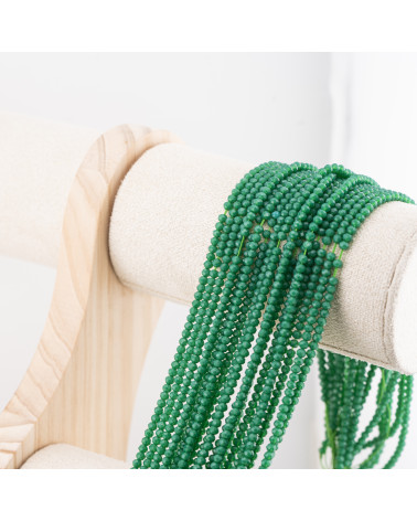 Perline Di Cristalli Rondelle Sfaccettate 3x2mm 10 FILI Su Filo Di Cotone Pronti all'uso Verde Foresta-RONDELLE 3x2mm | Worldofjewel.com