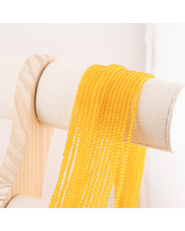 Perline Di Cristalli Rondelle Sfaccettate 3x2mm 10 FILI Su Filo Di Cotone Pronti all'uso Giallo Trasparente-RONDELLE 3x2mm | Worldofjewel.com