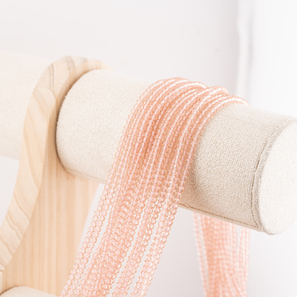 Perline Di Cristalli Rondelle Sfaccettate 3x2mm 10 FILI Su Filo Di Cotone Pronti all'uso Rosa Trasparente-RONDELLE 3x2mm | Worldofjewel.com