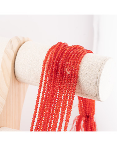 Perline Di Cristalli Rondelle Sfaccettate 3x2mm 10 FILI Su Filo Di Cotone Pronti all'uso Rosso Carmine Trasparente-RONDELLE 3x2mm | Worldofjewel.com
