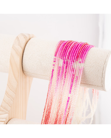 Perline Di Cristalli Rondelle Sfaccettate 3x2mm 10 FILI Su Filo Di Cotone Pronti all'uso Gradiente Fucsia e Panna-RONDELLE 3x2mm | Worldofjewel.com