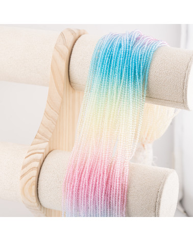 Perline Di Cristalli Rondelle Sfaccettate 3x2mm 10 FILI Su Filo Di Cotone Pronti all'uso Gradiente Azzurro, Panna e Rosa-RONDELLE 3x2mm | Worldofjewel.com