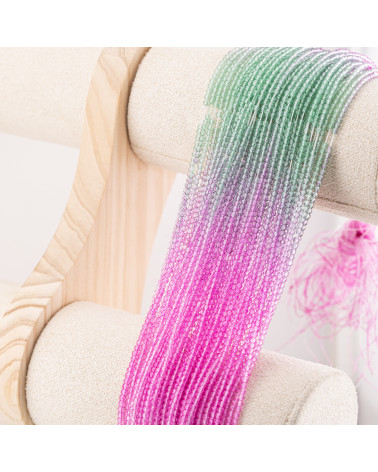 Perline Di Cristalli Rondelle Sfaccettate 3x2mm 10 FILI Su Filo Di Cotone Pronti all'uso Gradiente Verde e Fucsia-RONDELLE 3x2mm | Worldofjewel.com