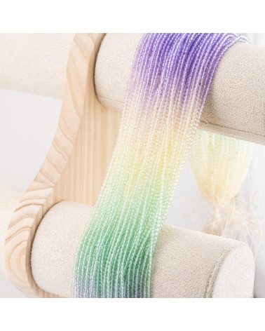 Perline Di Cristalli Rondelle Sfaccettate 3x2mm 10 FILI Su Filo Di Cotone Pronti all'uso Gradiente Viola, Panna e Verde-RONDELLE 3x2mm | Worldofjewel.com