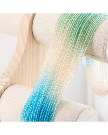 Perline Di Cristalli Rondelle Sfaccettate 3x2mm 10 FILI Su Filo Di Cotone Pronti all'uso Gradiente Verde, Panna e Azzurro-RONDELLE 3x2mm | Worldofjewel.com