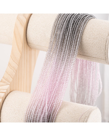 Perline Di Cristalli Rondelle Sfaccettate 3x2mm 10 FILI Su Filo Di Cotone Pronti all'uso Gradiente Rosa e Grigio Fumé-RONDELLE 3x2mm | Worldofjewel.com