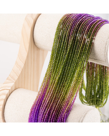 Perline Di Cristalli Rondelle Sfaccettate 3x2mm 10 FILI Su Filo Di Cotone Pronti all'uso Gradiente Verde e Viola-RONDELLE 3x2mm | Worldofjewel.com
