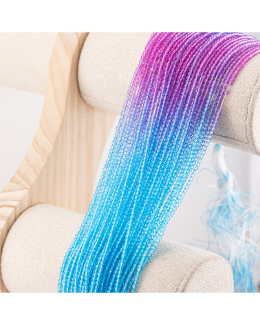 Perline Di Cristalli Rondelle Sfaccettate 3x2mm 10 FILI Su Filo Di Cotone Pronti all'uso Gradiente Viola e Azzurro-RONDELLE 3x2mm | Worldofjewel.com