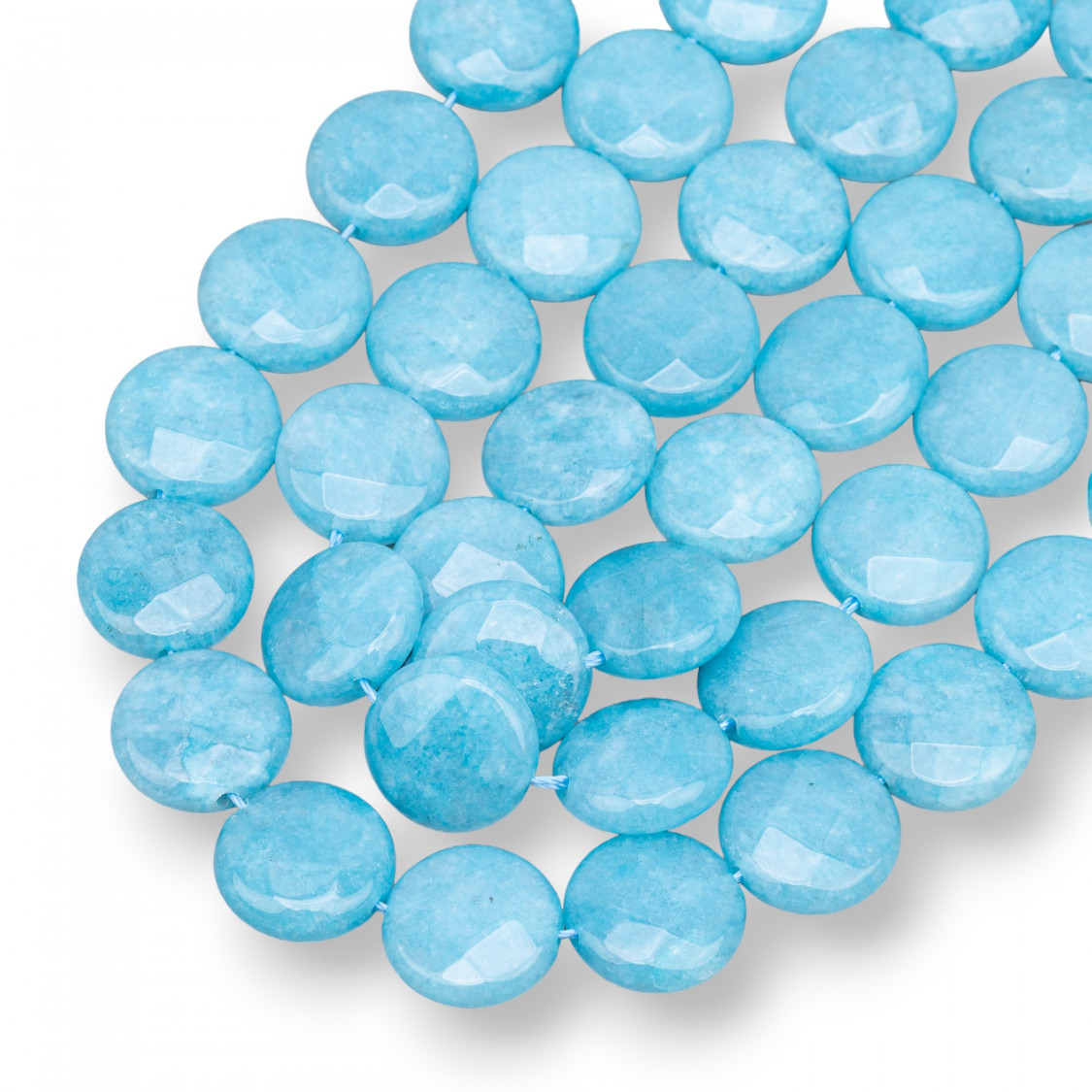Angelite Tondo Piatto Sfaccettato 14mm-ANGELITE | Worldofjewel.com
