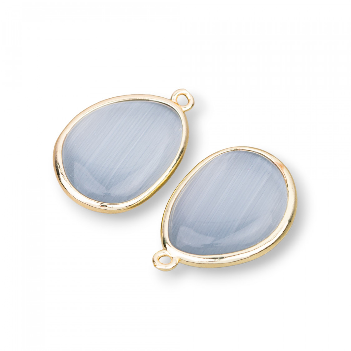 Componente Pendente Di Bronzo Con Occhio Di Gatto Incastonati Mango 18x25mm Con 1 Anellino 8pz-LINKS LISCI E LUCENTI COLLEZIONE LUMINA | Worldofjewel.com