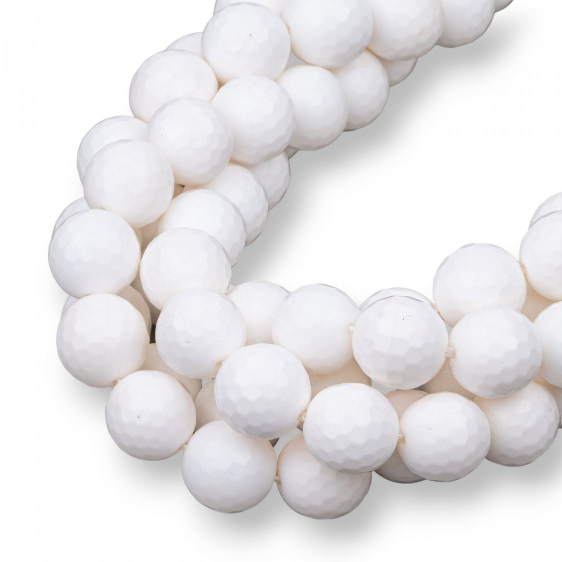 Conchiglia Bianco Perlina Tonda Sfaccettata 18mm-CONCHIGLIA BIANCA | Worldofjewel.com