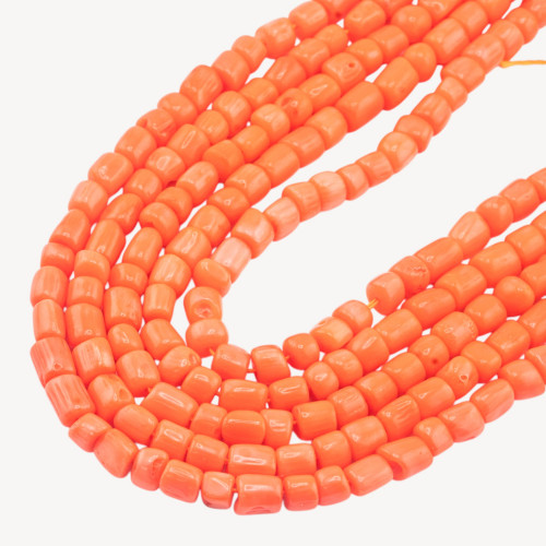 Orange Bamboo Coral Barrel 6-8mm