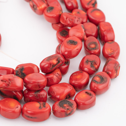 Red Bamboo Coral Irregular Stone Flakes 12-15x18-25mm