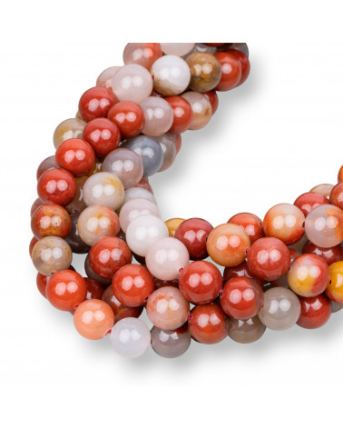 Diaspro Rosso Multicolor Tondo Liscio 8mm-MULTICOLORED RED JASPER | Worldofjewel.com