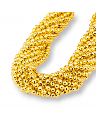 Ematite Oro 18K Perlina Tonda Sfaccettata 4mm-18K GOLD HEMATITE | Worldofjewel.com