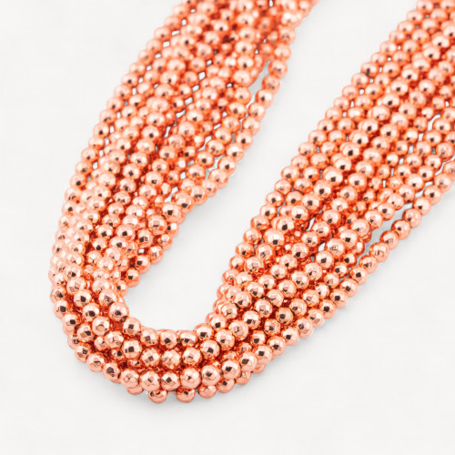Perle ronde à facettes en hématite or rose de 3 mm
